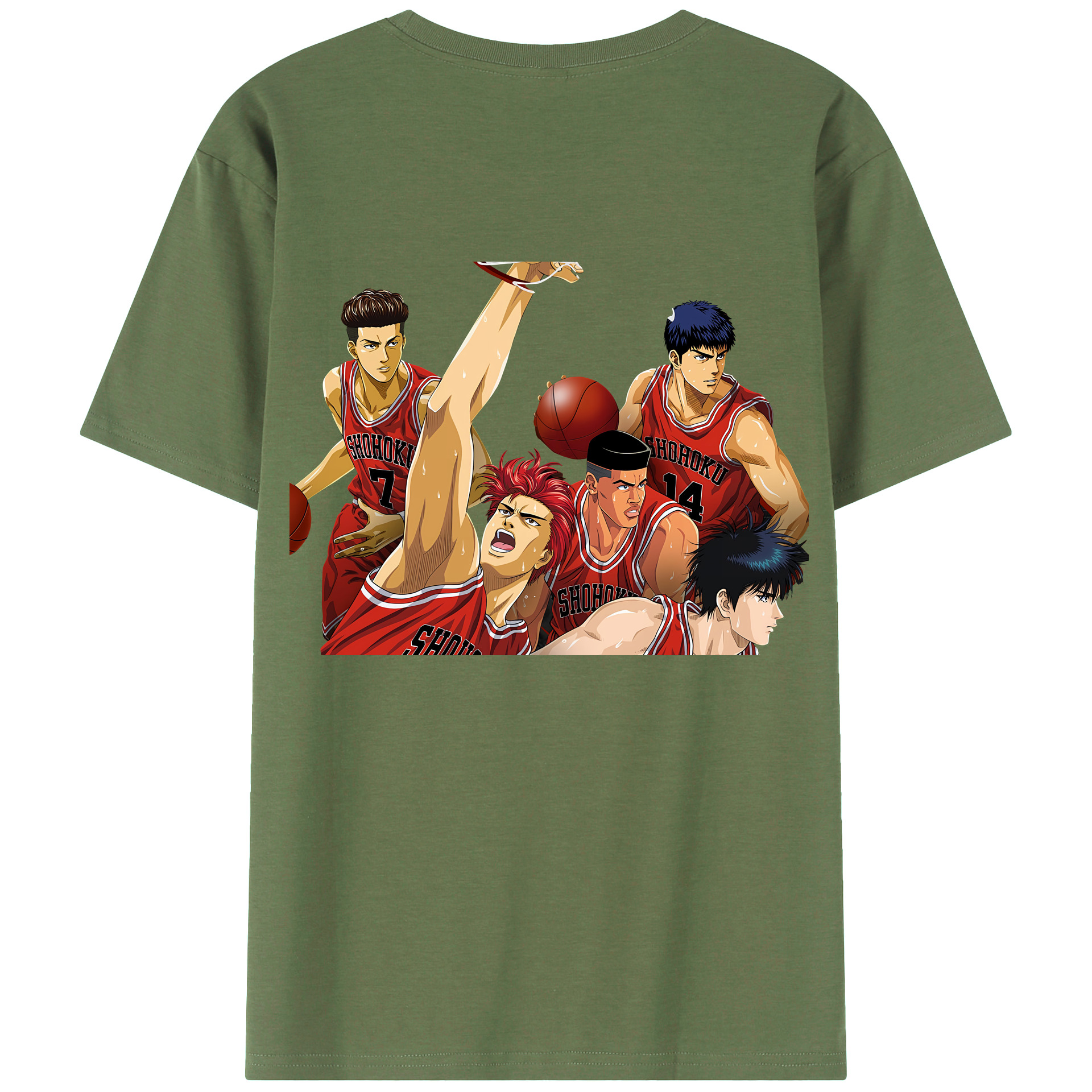 （画像用） SLAM DUNK／スラムダンク 綿100％ メンズ半袖Tシャツ（バックプリント） 通気性